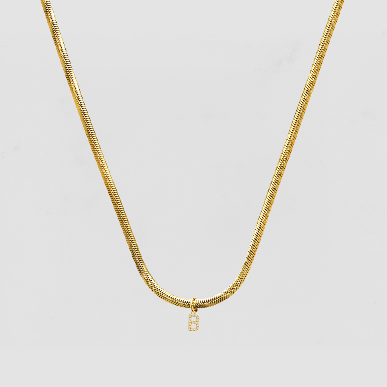 The Herringbone Initial Necklace | Gold