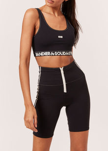 High Tide Zip Front Biker Short - Solid & Striped