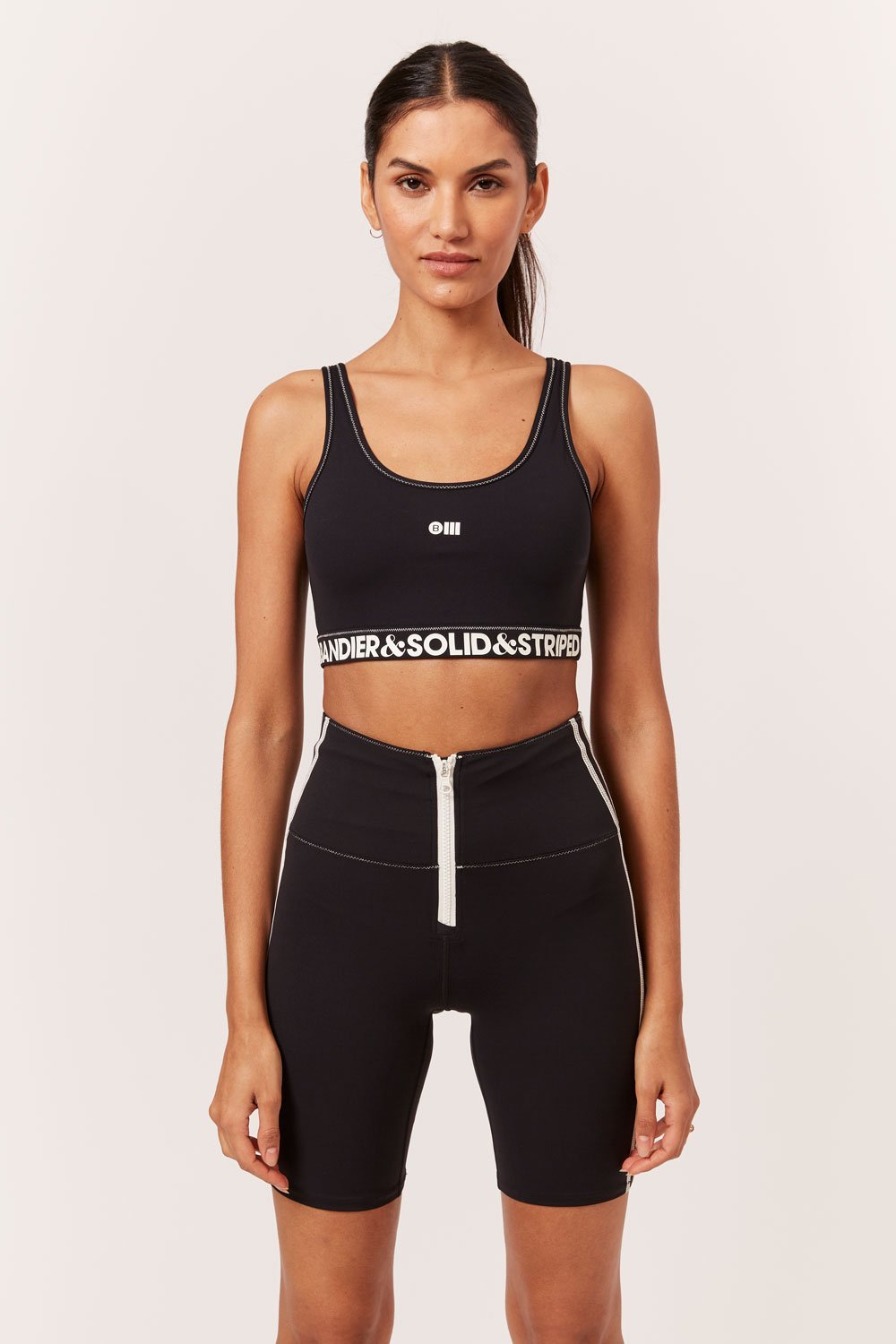 High Tide Zip Front Biker Short - Solid & Striped