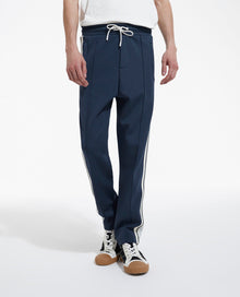 Loose-Fit Joggers With Ecru Bands | Men | Navy Blue