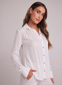 Pleated Button Down Shirt -Soft Alabaster