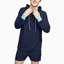 Lightweight Modal French Terry Hoodie | Navy/Mint