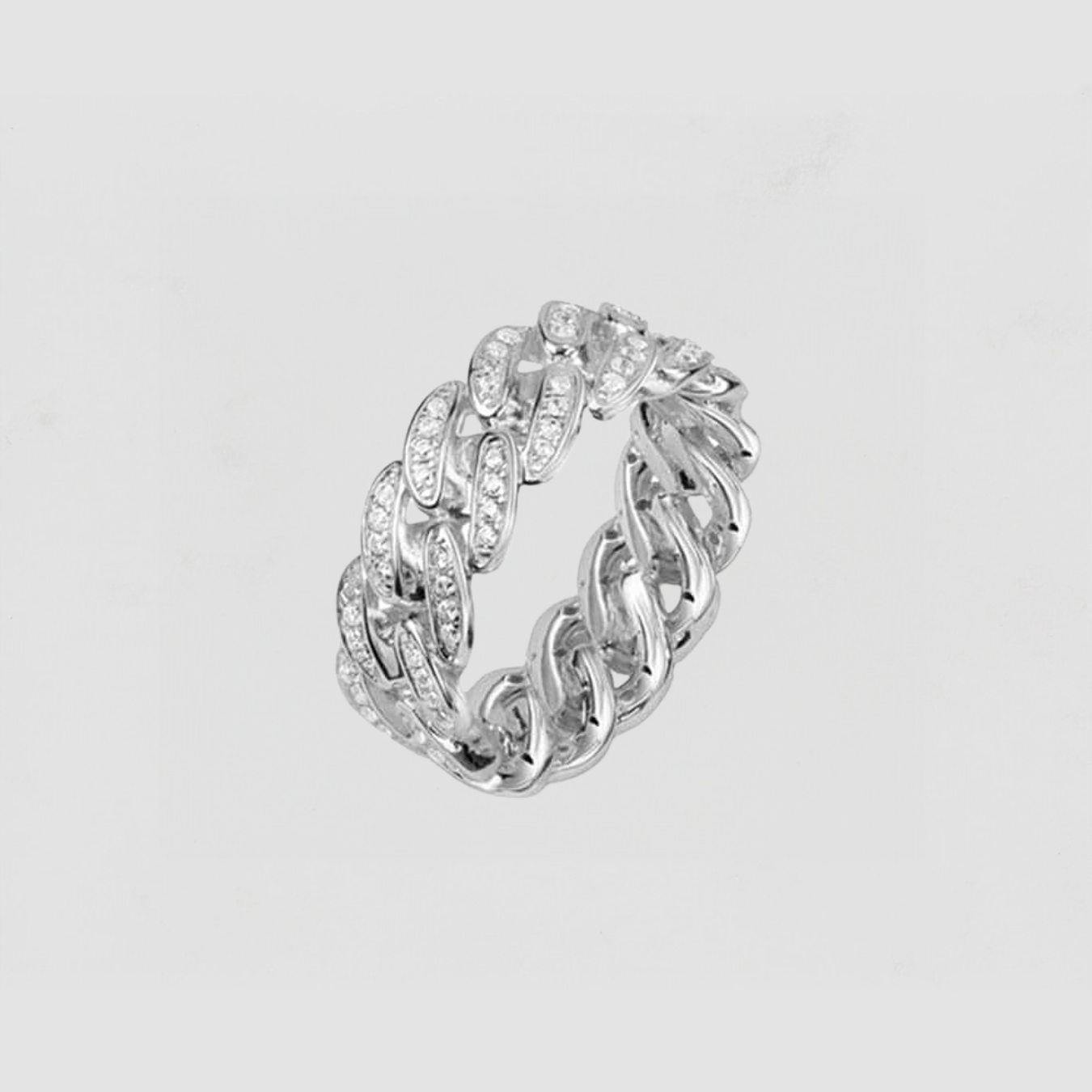 The Iced Out Cuban Link Ii Ring | Sterling Silver