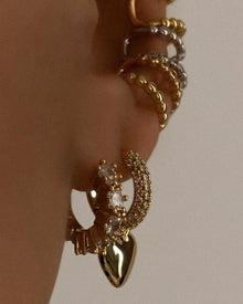 Puffy Heart Huggies | Cubic Zirconia | Gold