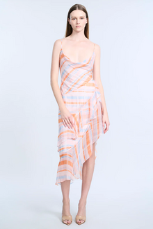 Cowl Neck Ruffle Dress | Plaid Print