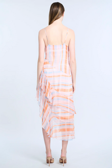 Cowl Neck Ruffle Dress | Plaid Print