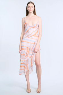 Cowl Neck Ruffle Dress | Plaid Print