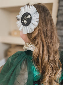 Aurora Embroidered White and Black Hair Clip - Petite Maison Kids