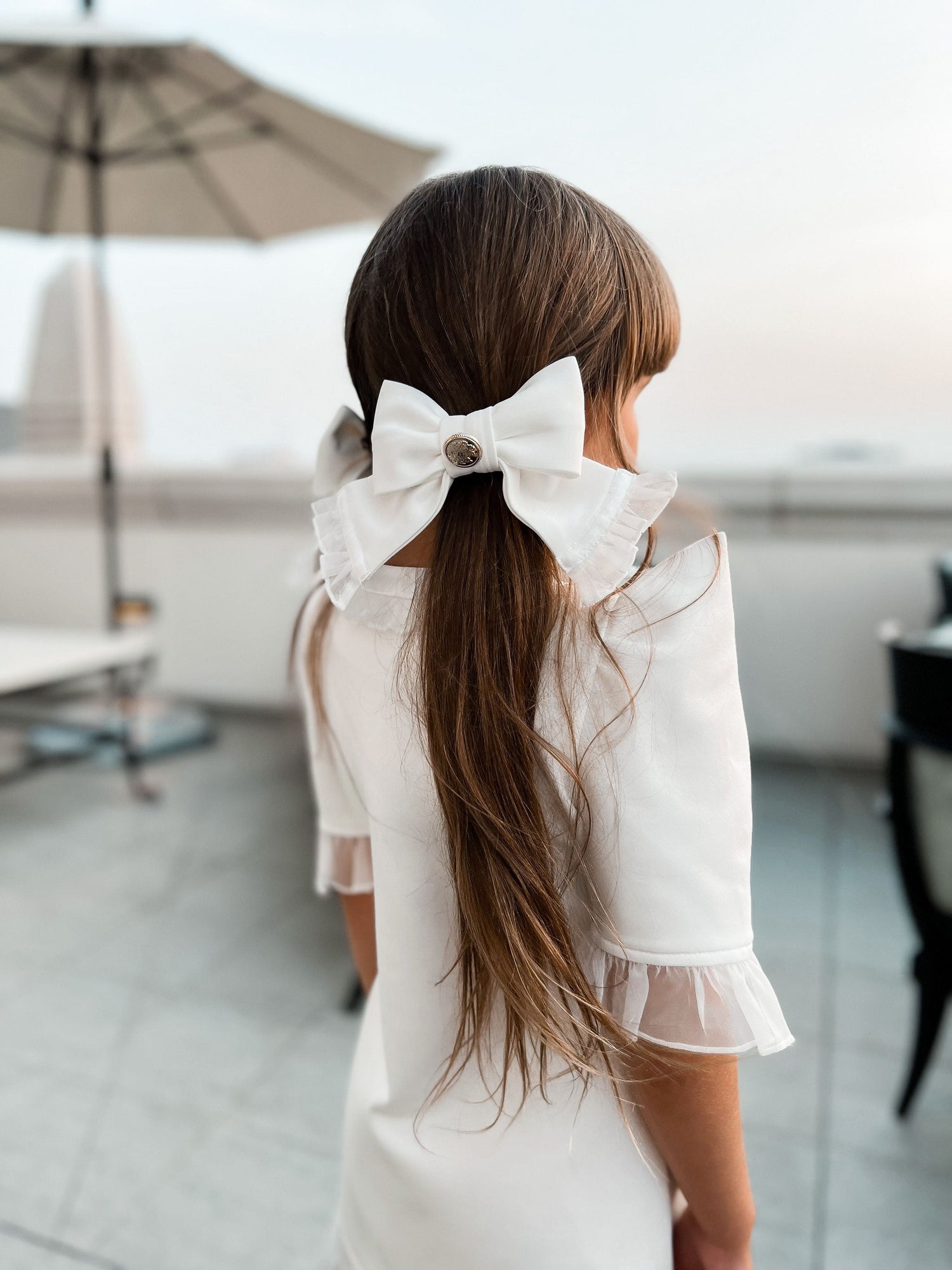 Girl | Tuxedo Hair Bow | White