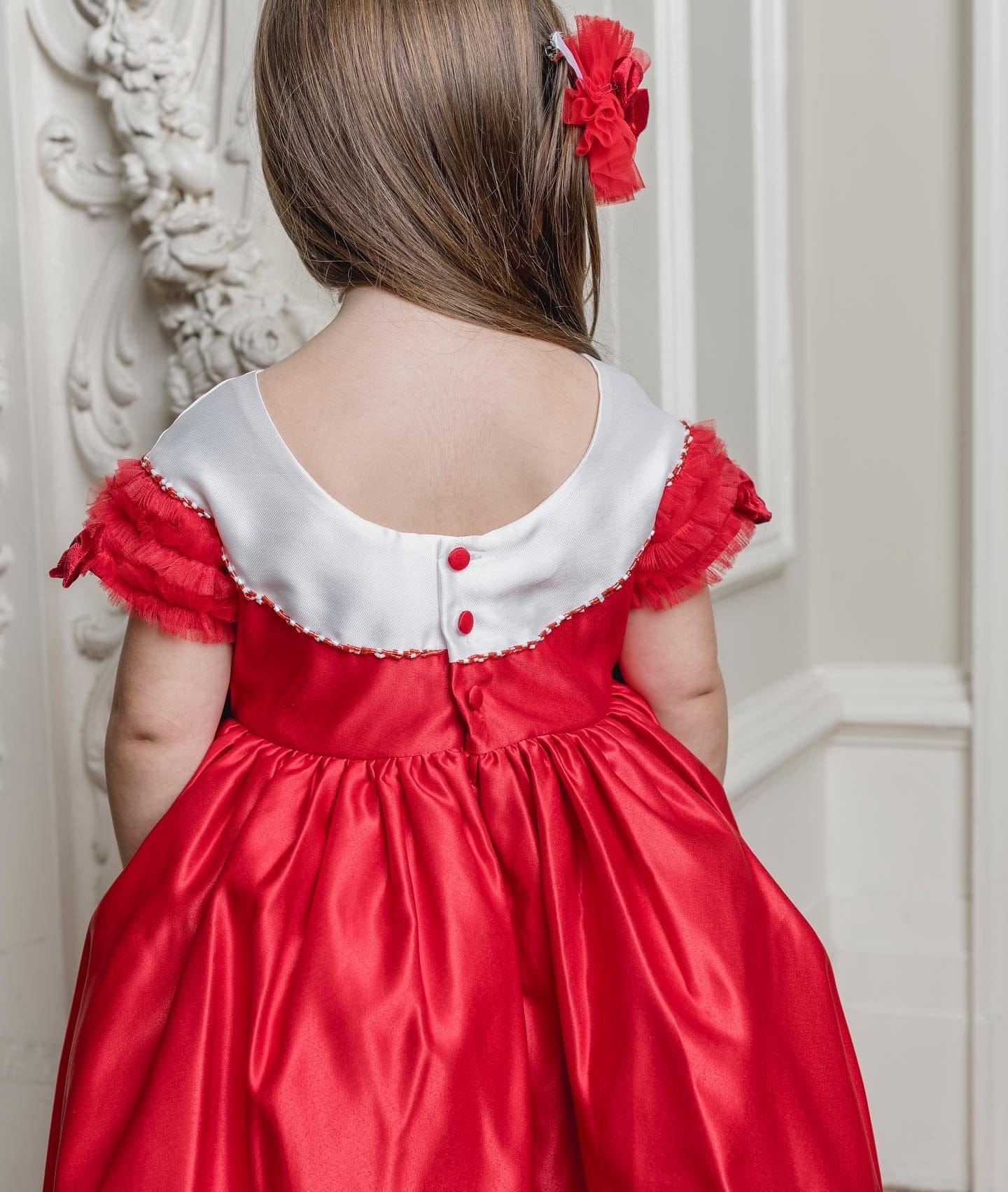 Holly Red Amad Satin Ceremony Dress - Petite Maison Kids