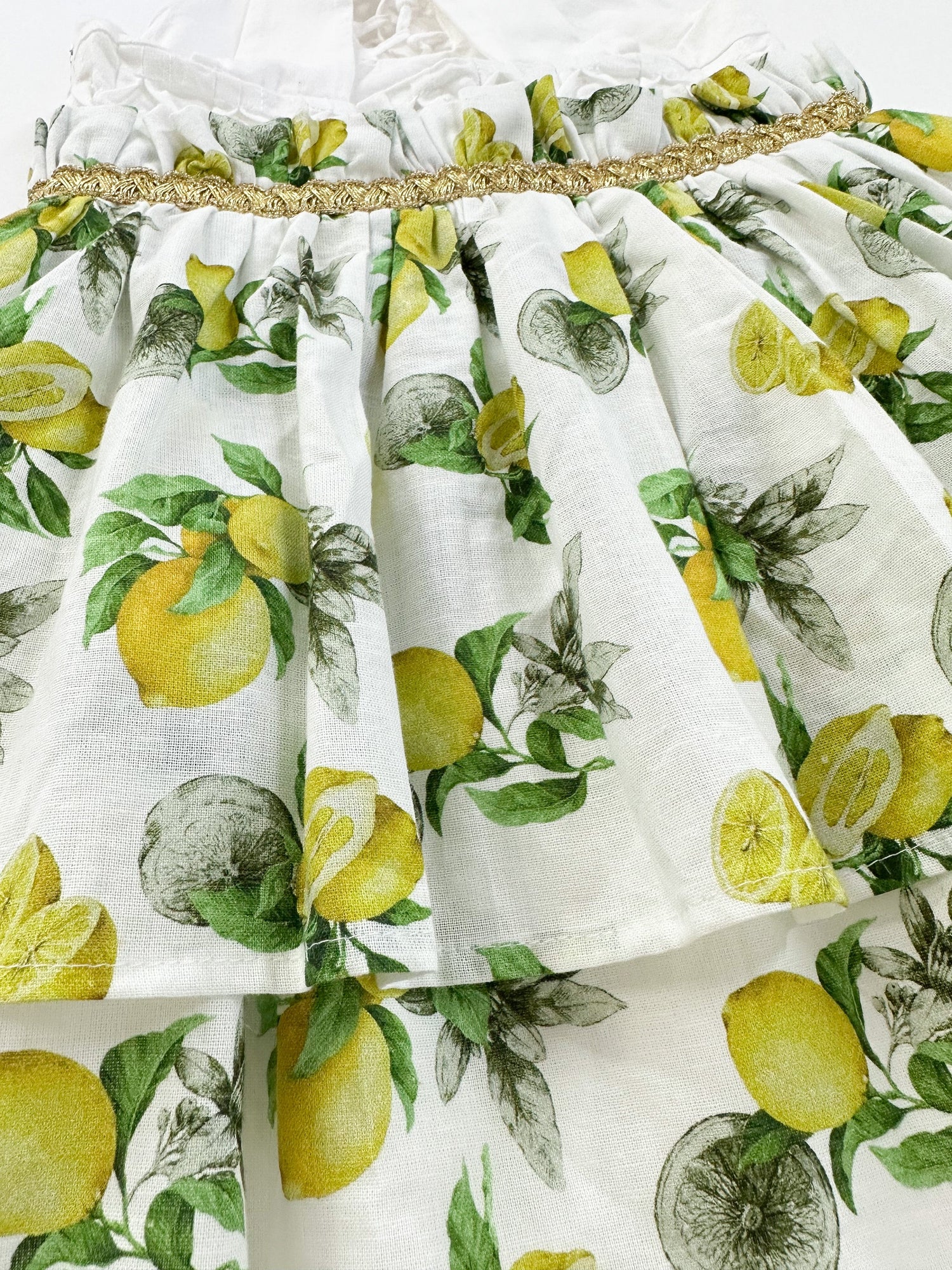 Girl | Amalfi Lemon Dress | White x Green x Yellow