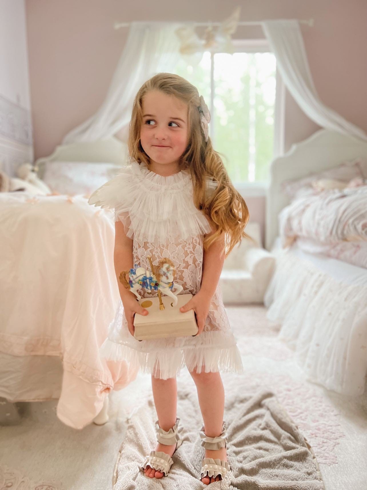 Baby Girls | Dove Lace Overlay Dress | Beige