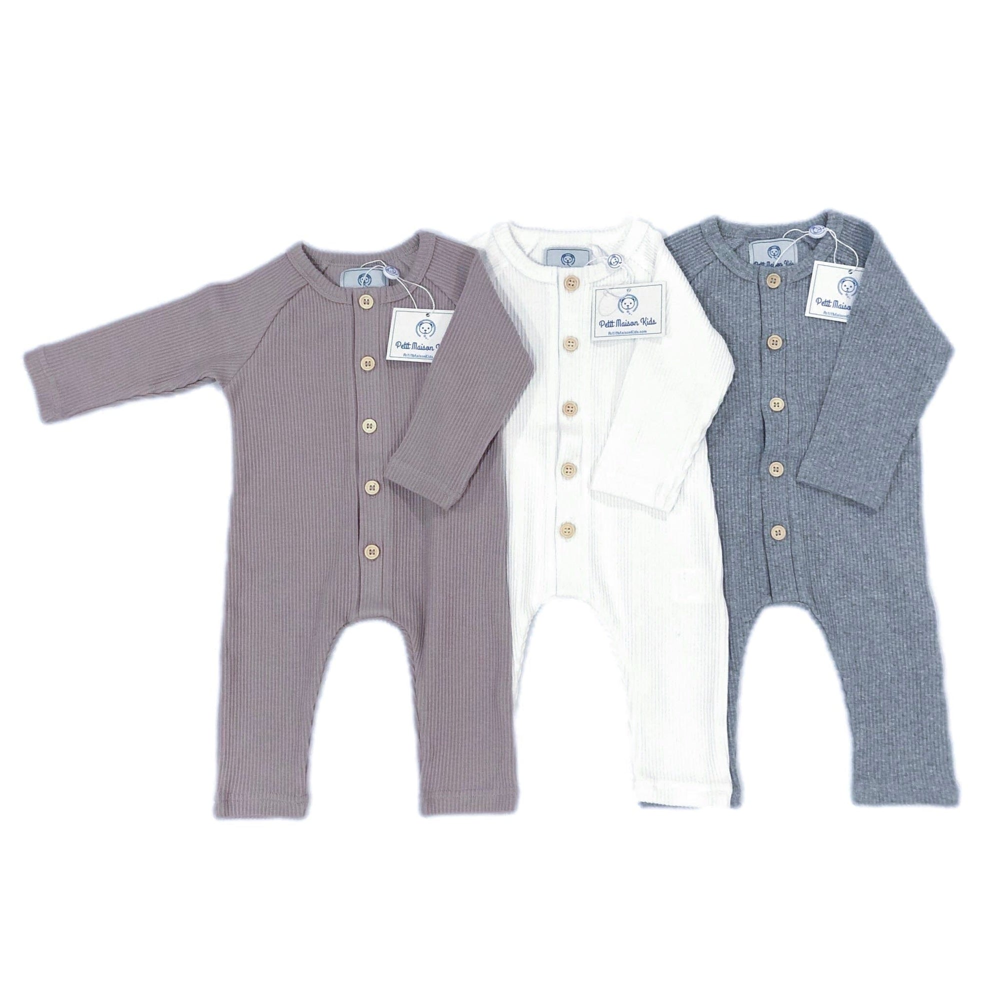 Baby Girls | Ribbed Cotton Playsuit | White