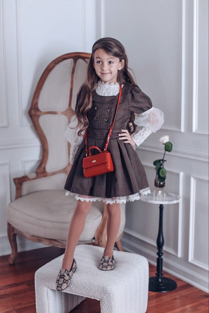 Girl | Blair Estate Tweed Top and Skirt Set | Brown x White