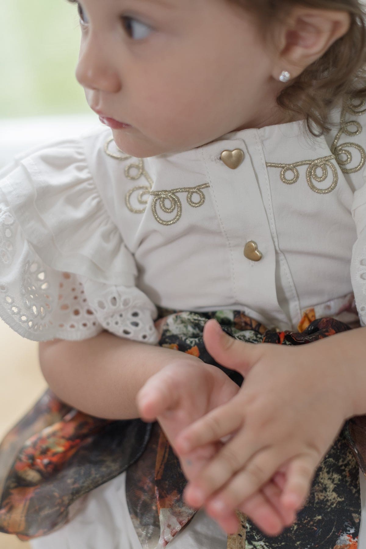 Baby Girls | Alexis Foliage Print Romper | White x Multi