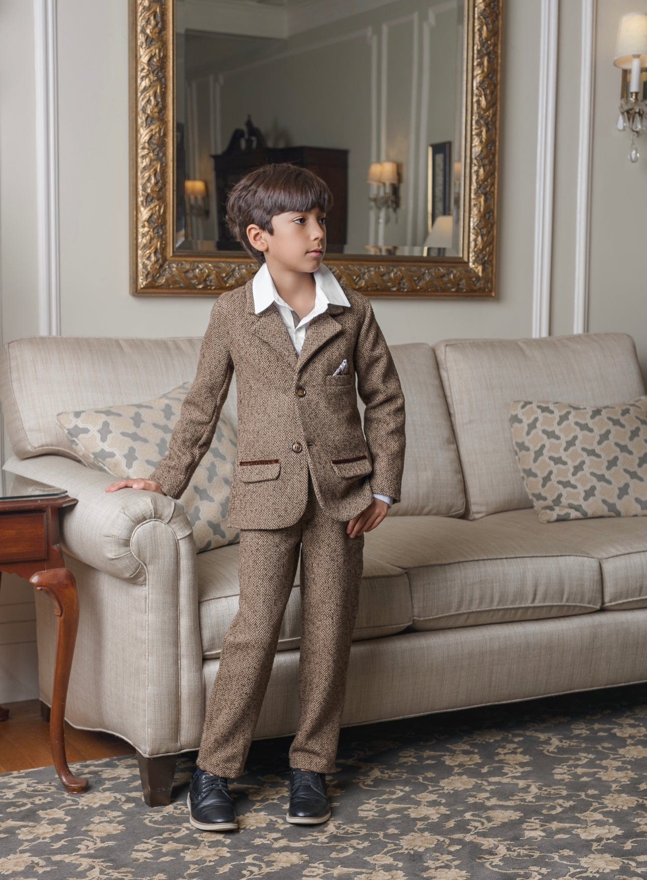 Boy | Herringbone Tweed Pants | Brown