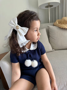 Girl | Tuxedo Hair Bow | White