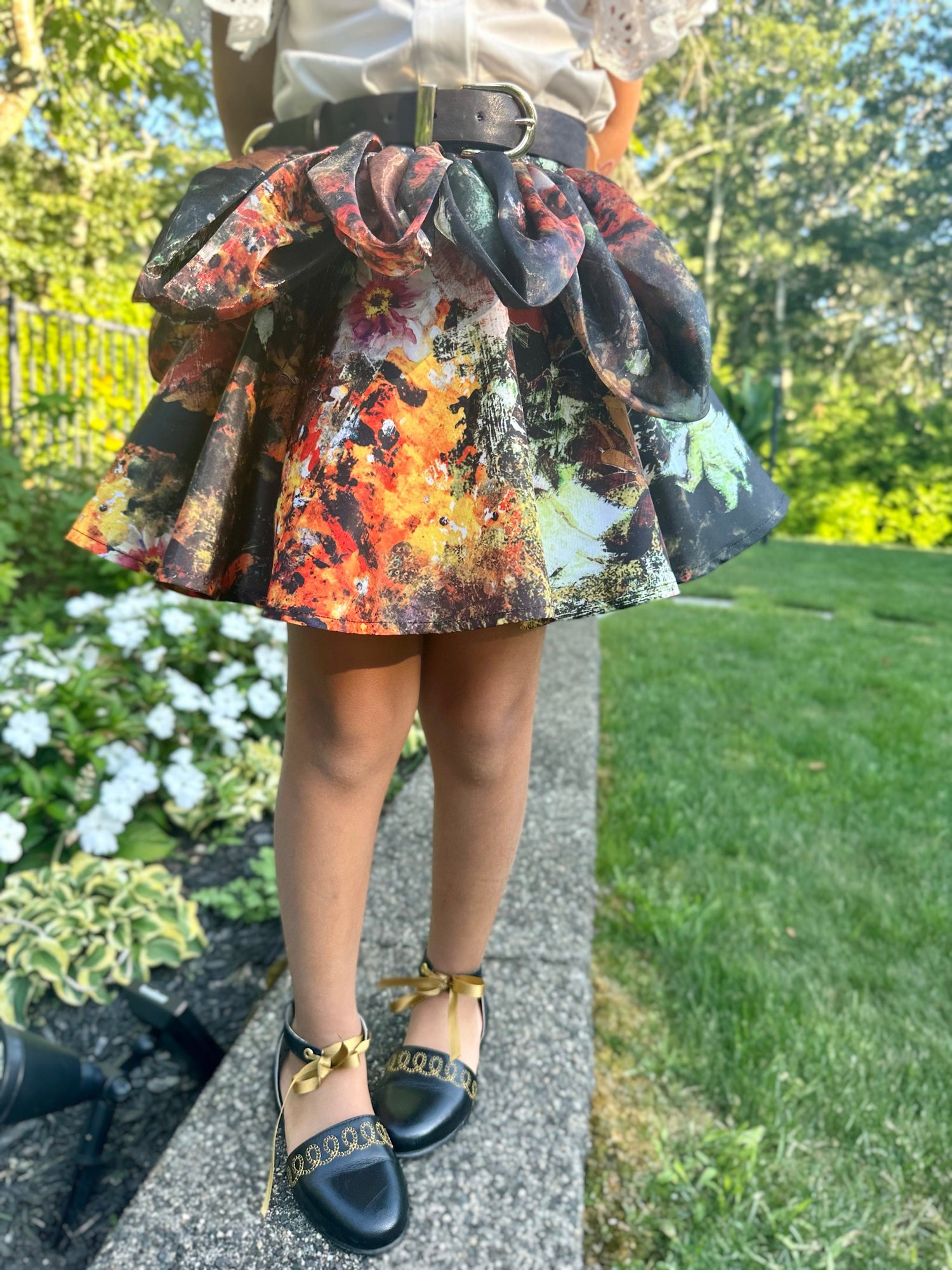 Girl | Alexis Blouse and Skirt Set | White x Multicolor