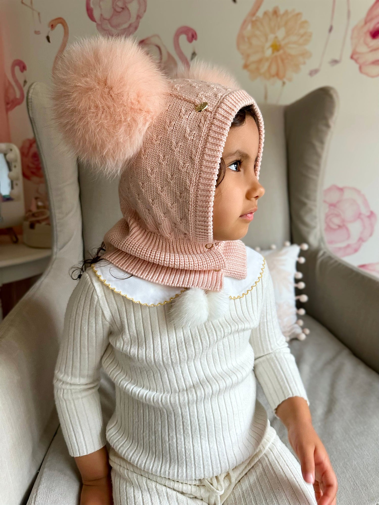 Girl | Luna Merino Wool Balaclava Hat | Pink
