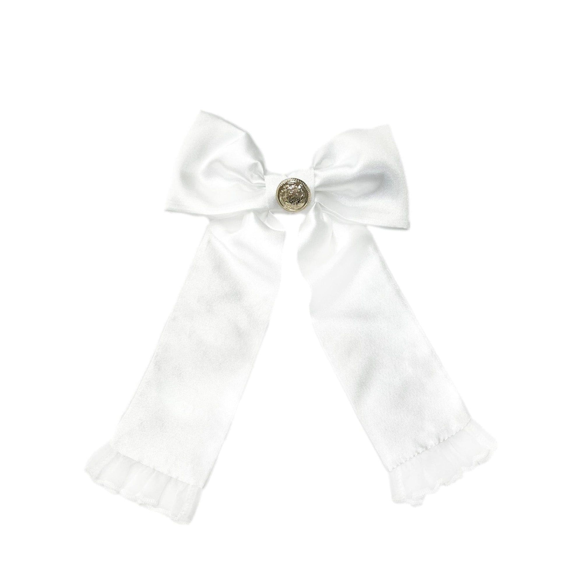 Satin Tuxedo Hair Bow | White