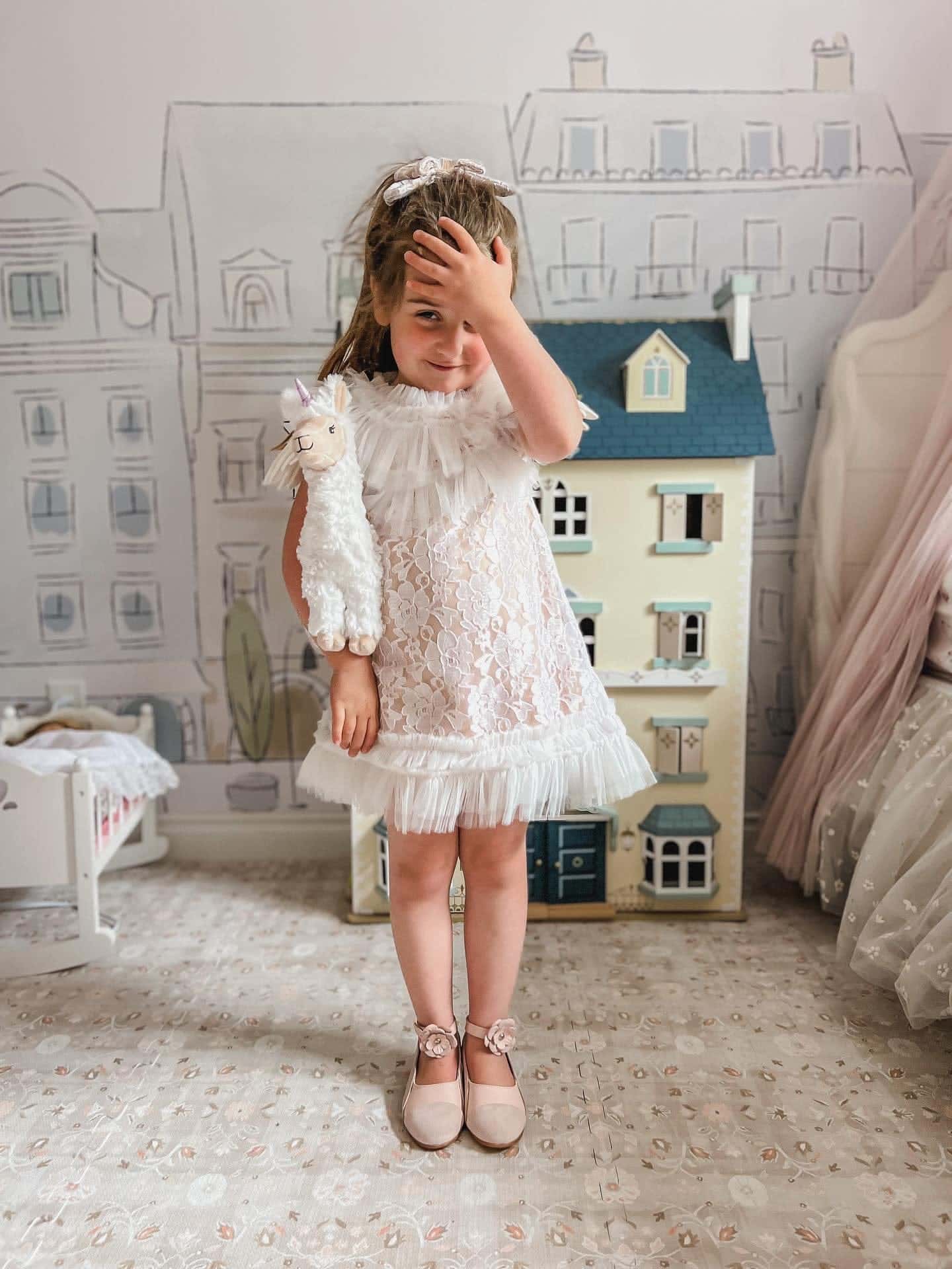 Baby Girls | Dove Lace Overlay Dress | Beige