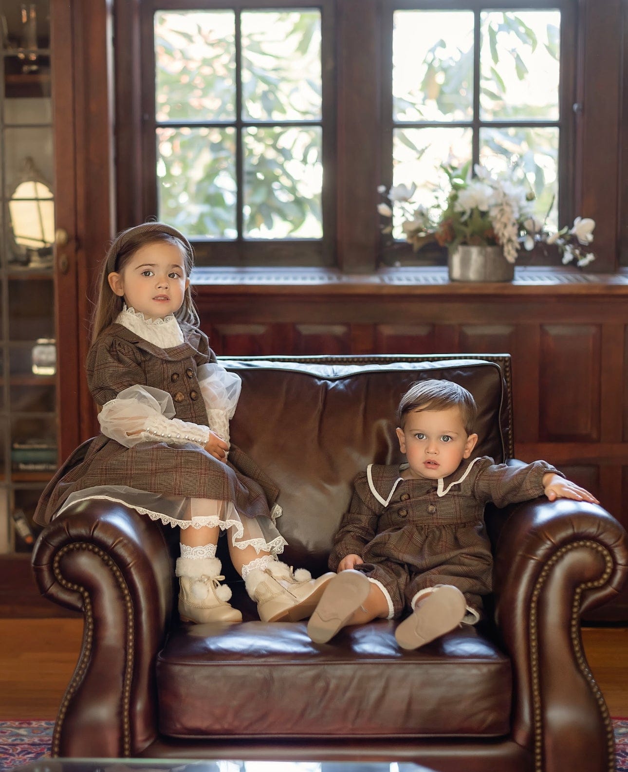 Girl | Blair Estate Tweed Top and Skirt Set | Brown x White