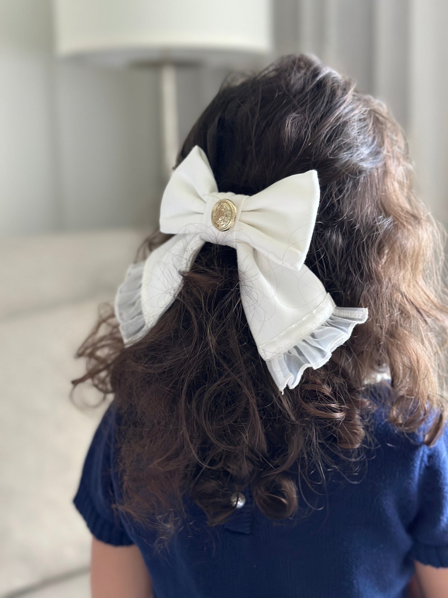 Girl | Tuxedo Hair Bow | White