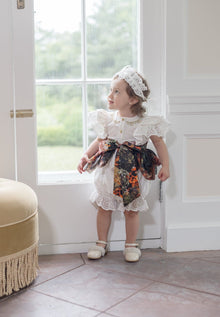 Girl | Alexis Foliage Print Romper | White