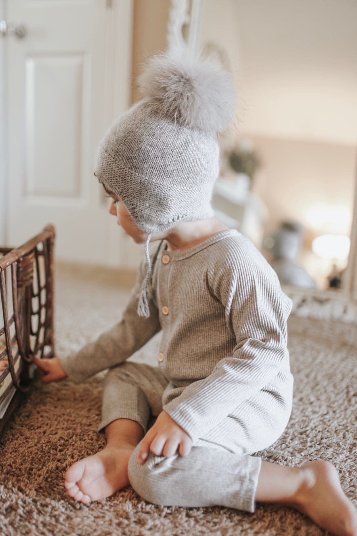 Baby Unisex | Ribbed Cotton Playsuit | Grey