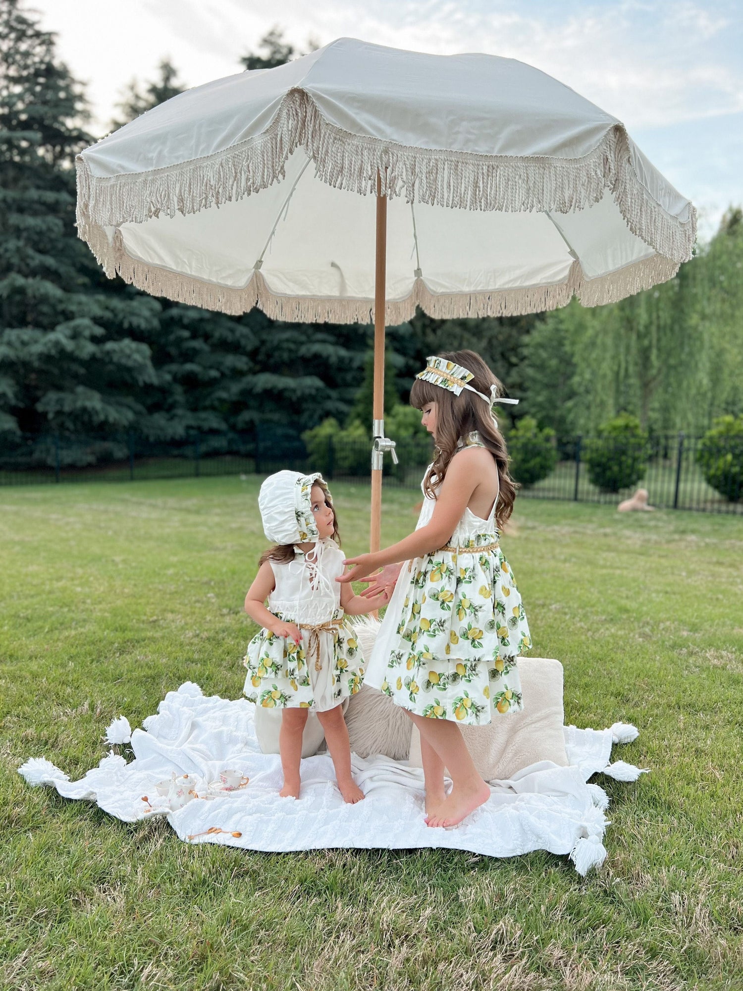 Girl | Amalfi Lemon Dress | White x Green x Yellow