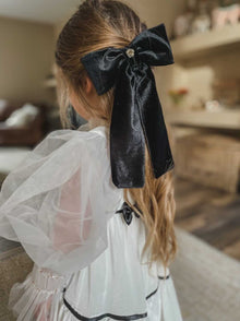 Aurora Black Ceremony Velvet Hair Bow - Petite Maison Kids