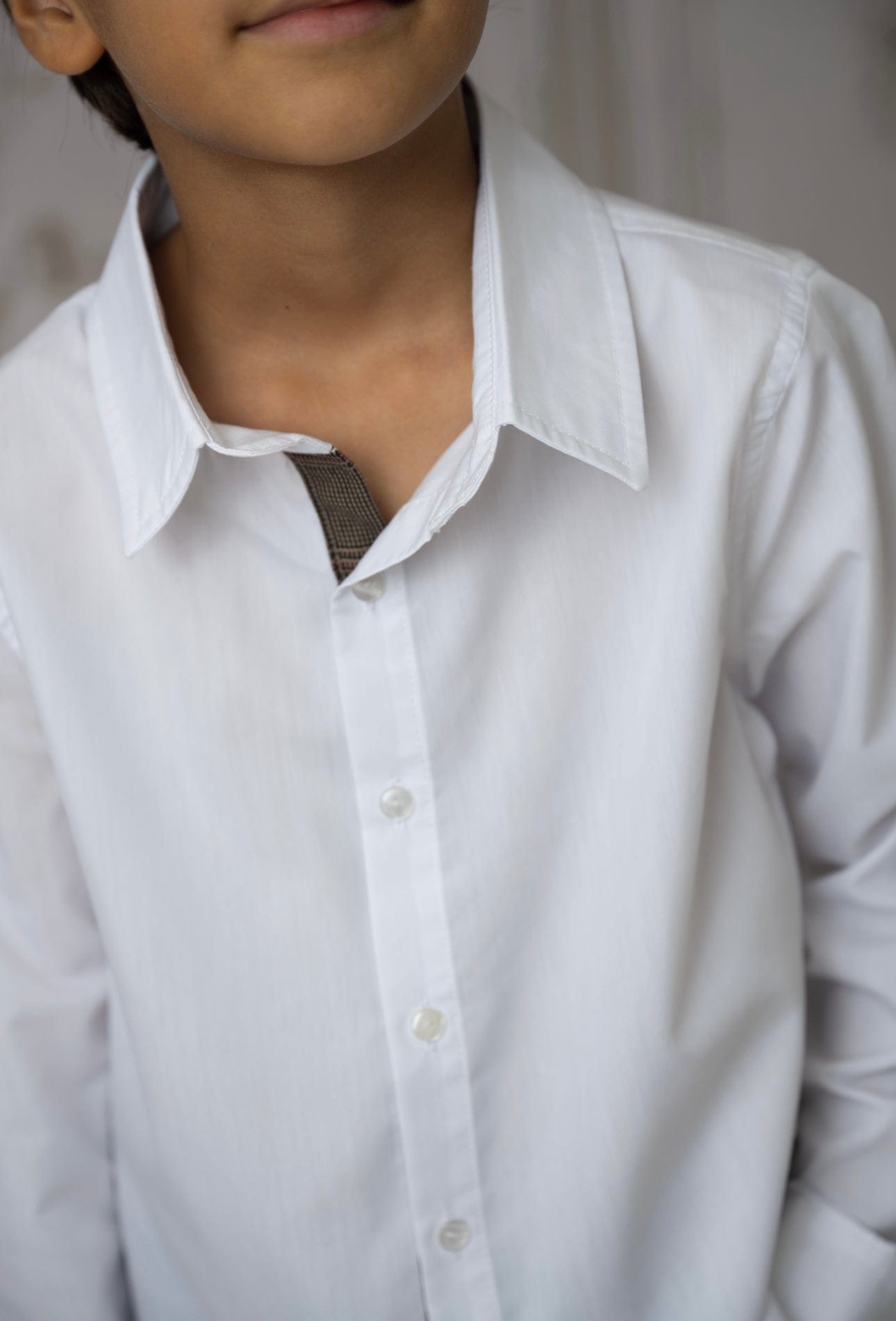 Boy | Blair Estate Tweed Shirt and Pants Set | White x Brown