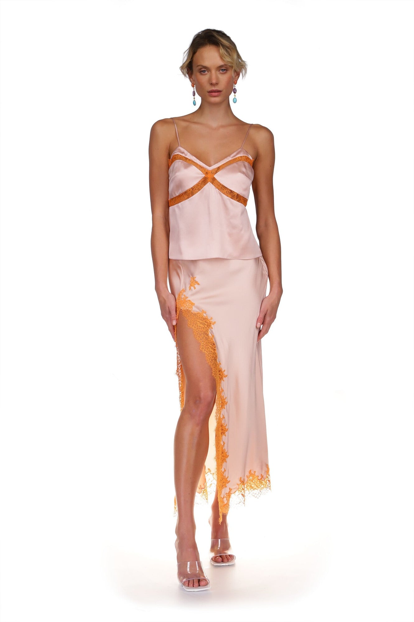 Dusty Rose Lace Paneled Camisole | Rose