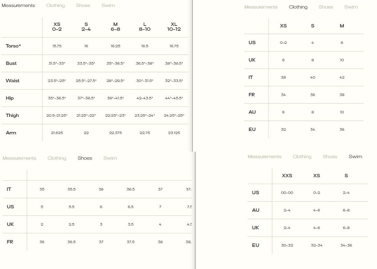 Product size guide