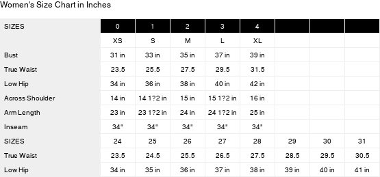 Product size guide