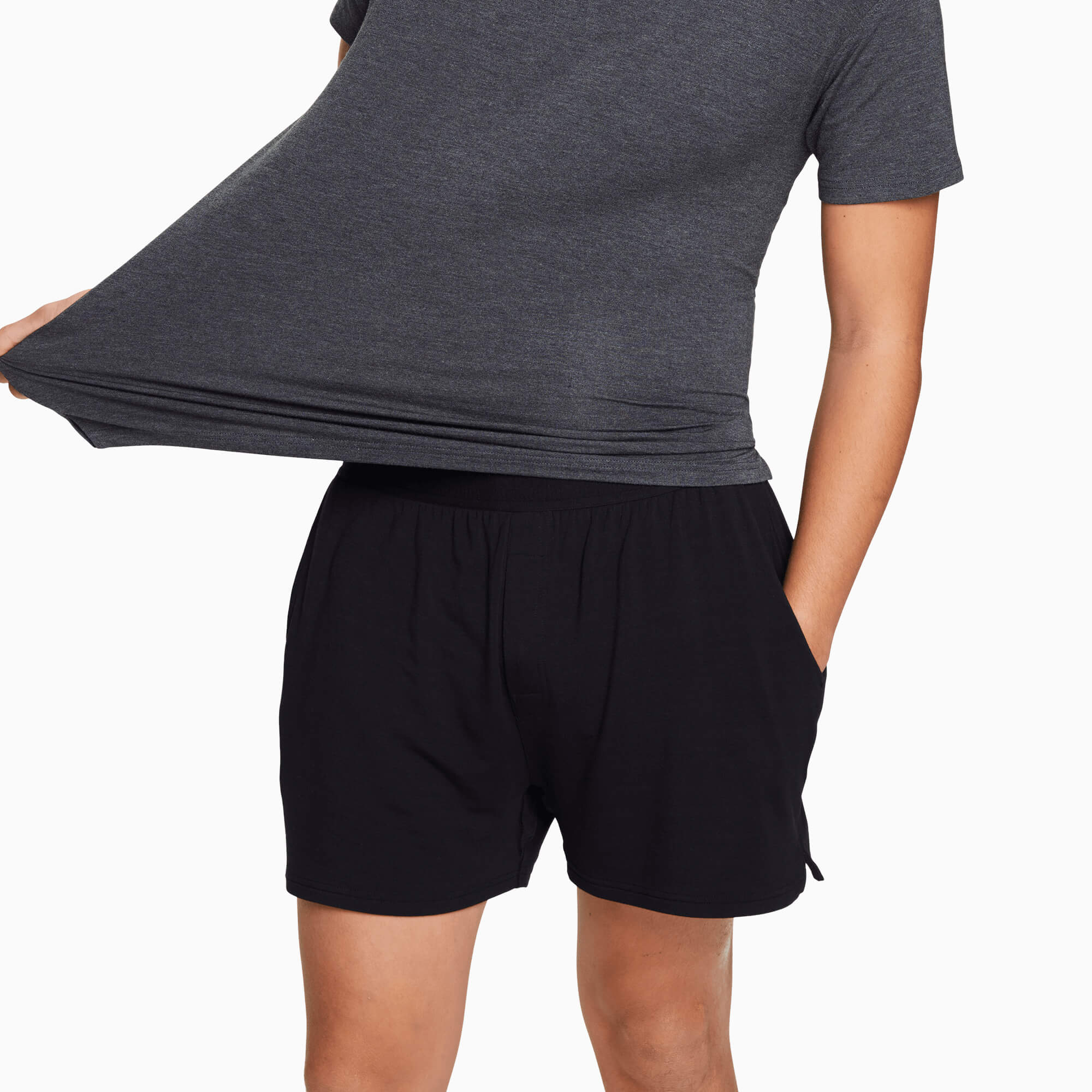 Modal French Terry Lounge Tee | Gray/Black