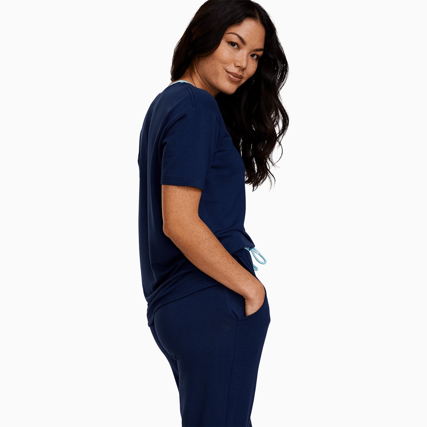 Modal French Terry Lounge Tee | Navy/Mint