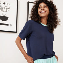 Modal French Terry Lounge Tee | Navy/Mint