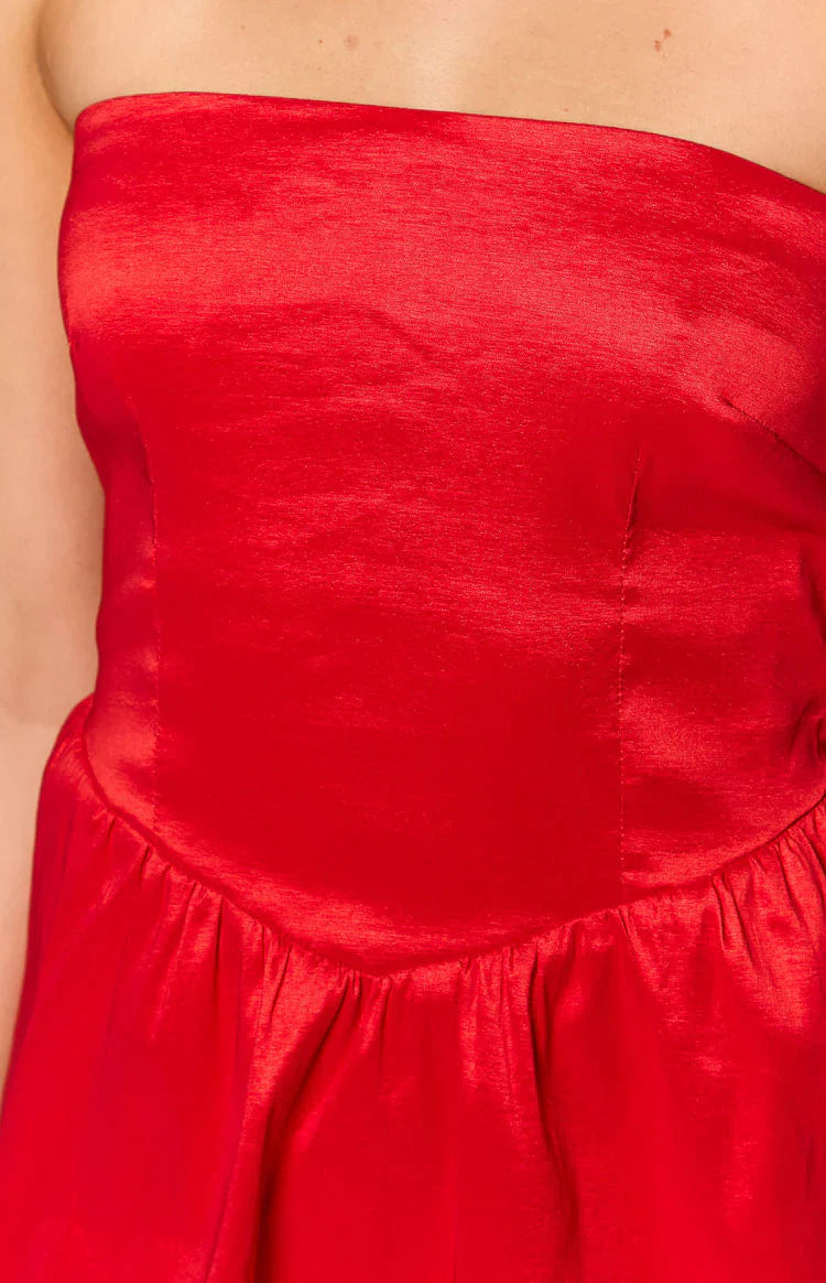 Jared Strapless Mini Dress | Red