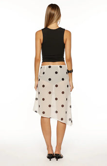 Jordan Sheer Midi Skirt | White Polka Dot