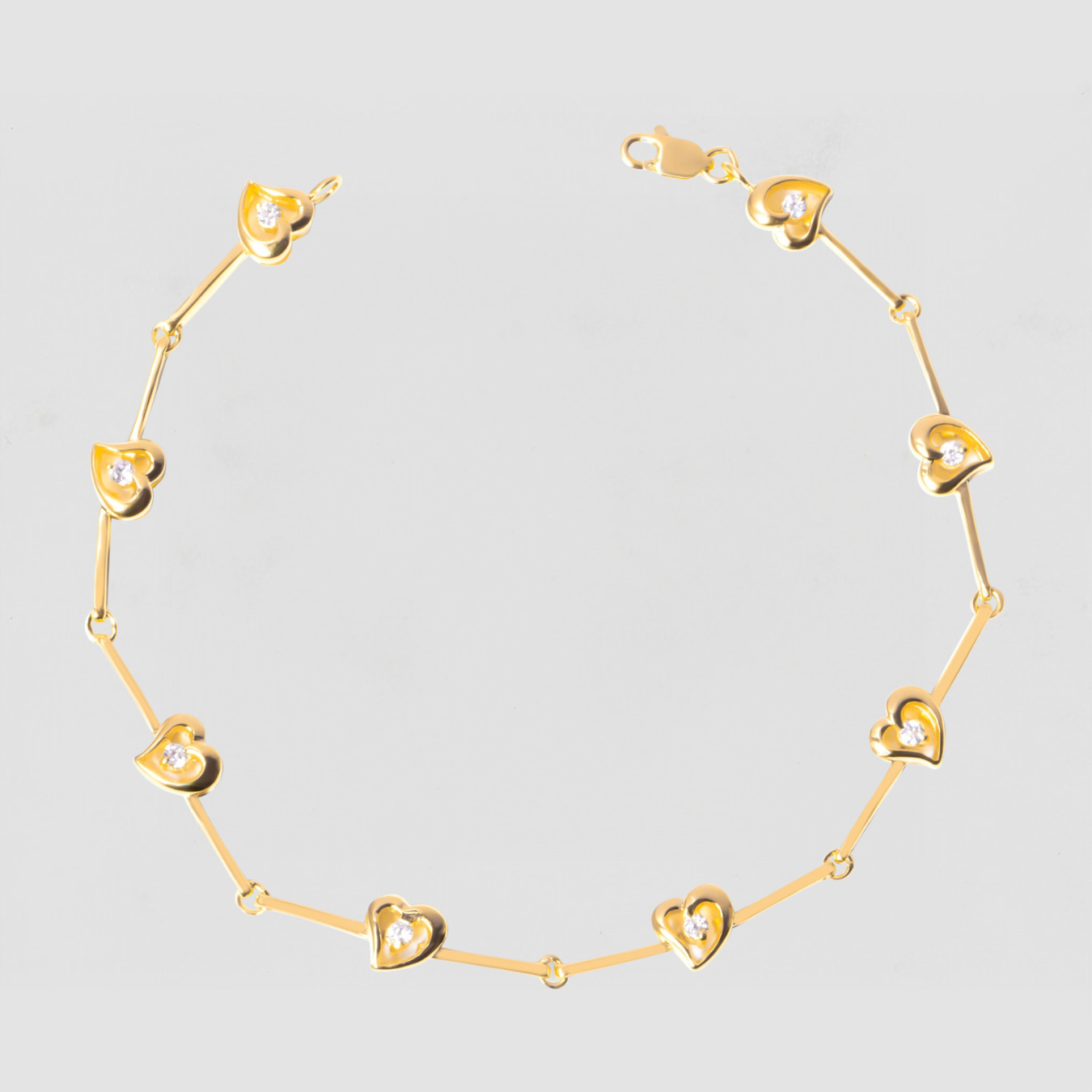 The Kaia Heart Stone Link Bracelet | Gold-Plated Silver