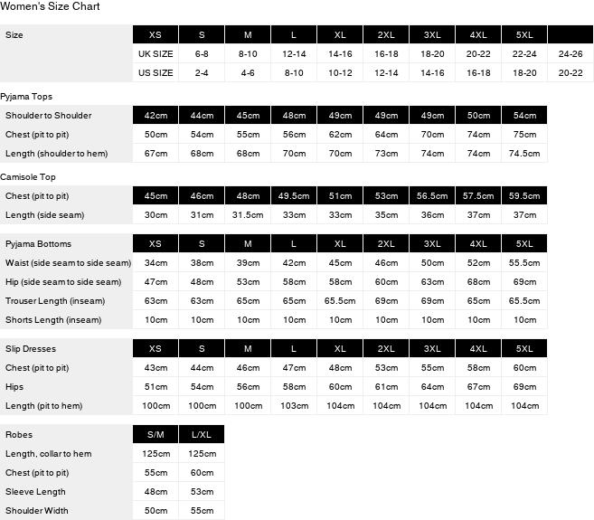 Product size guide