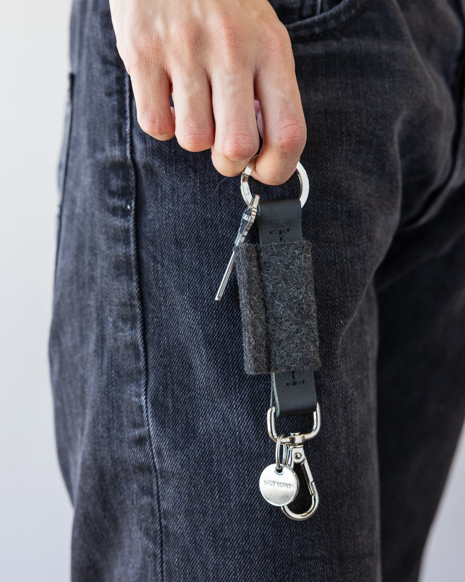Merino Wool Bar Key Fob | Charcoal