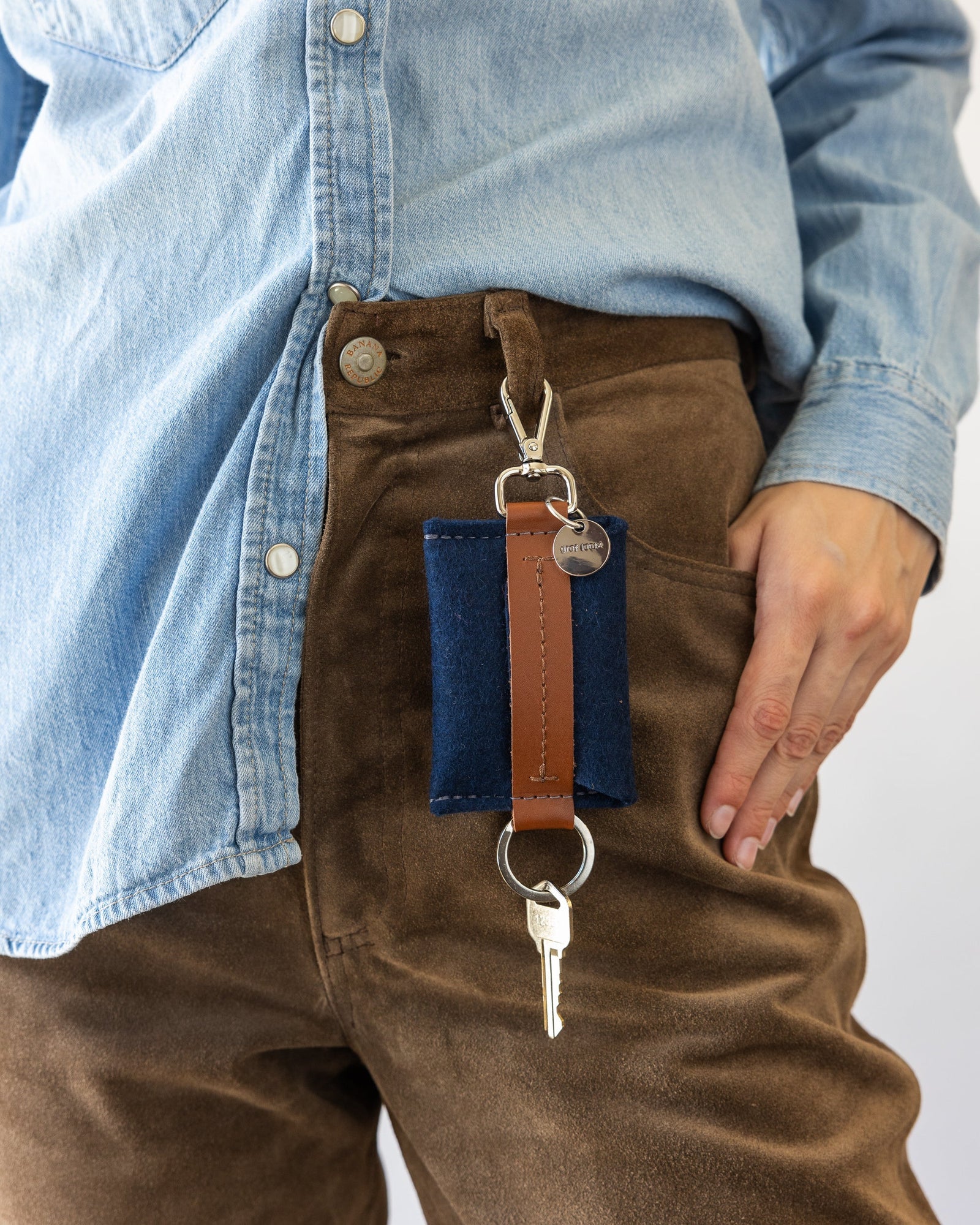 Merino Wool Card Key Fob | Marine