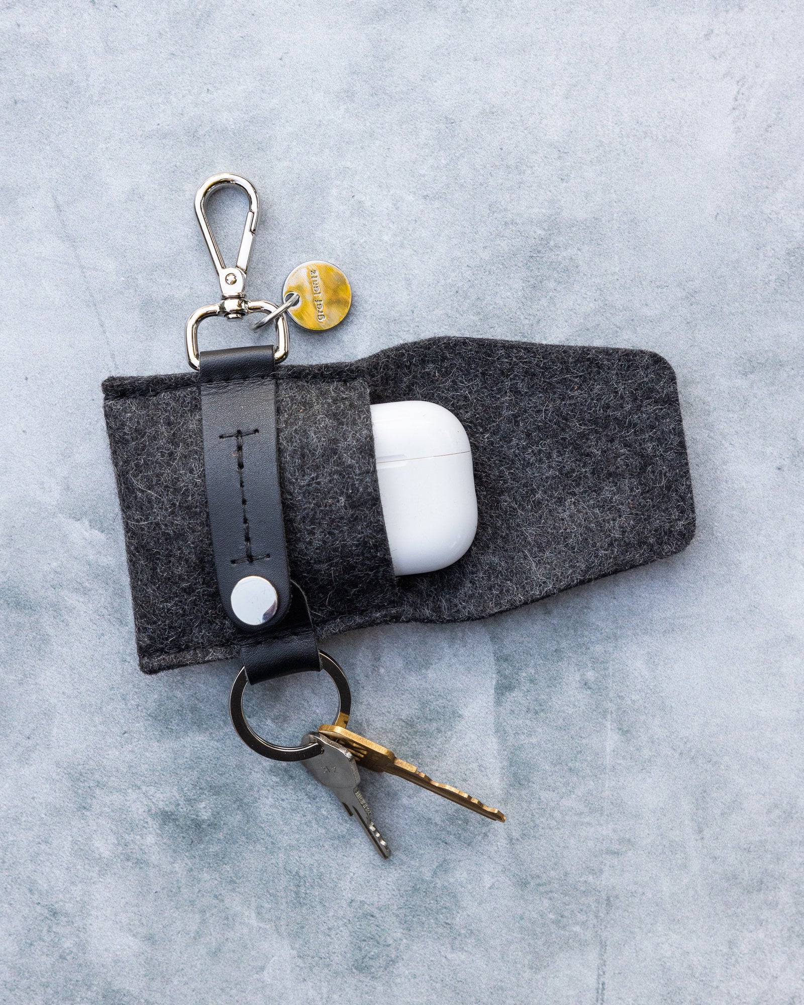 Merino Wool Pod Key Fob | Charcoal
