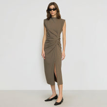Khelan Sculpted Ruched-Waist Dress | Dark Taupe