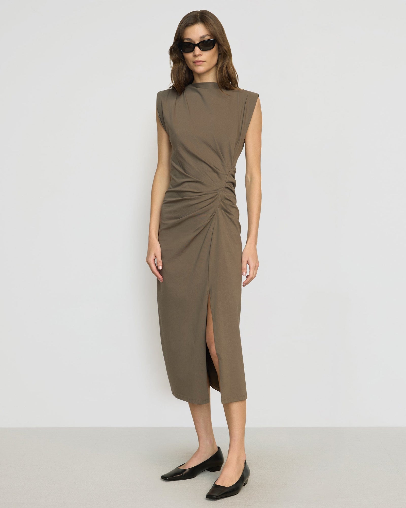 Renee | Khelan Sculpted Ruched-Waist Dress in Size Small