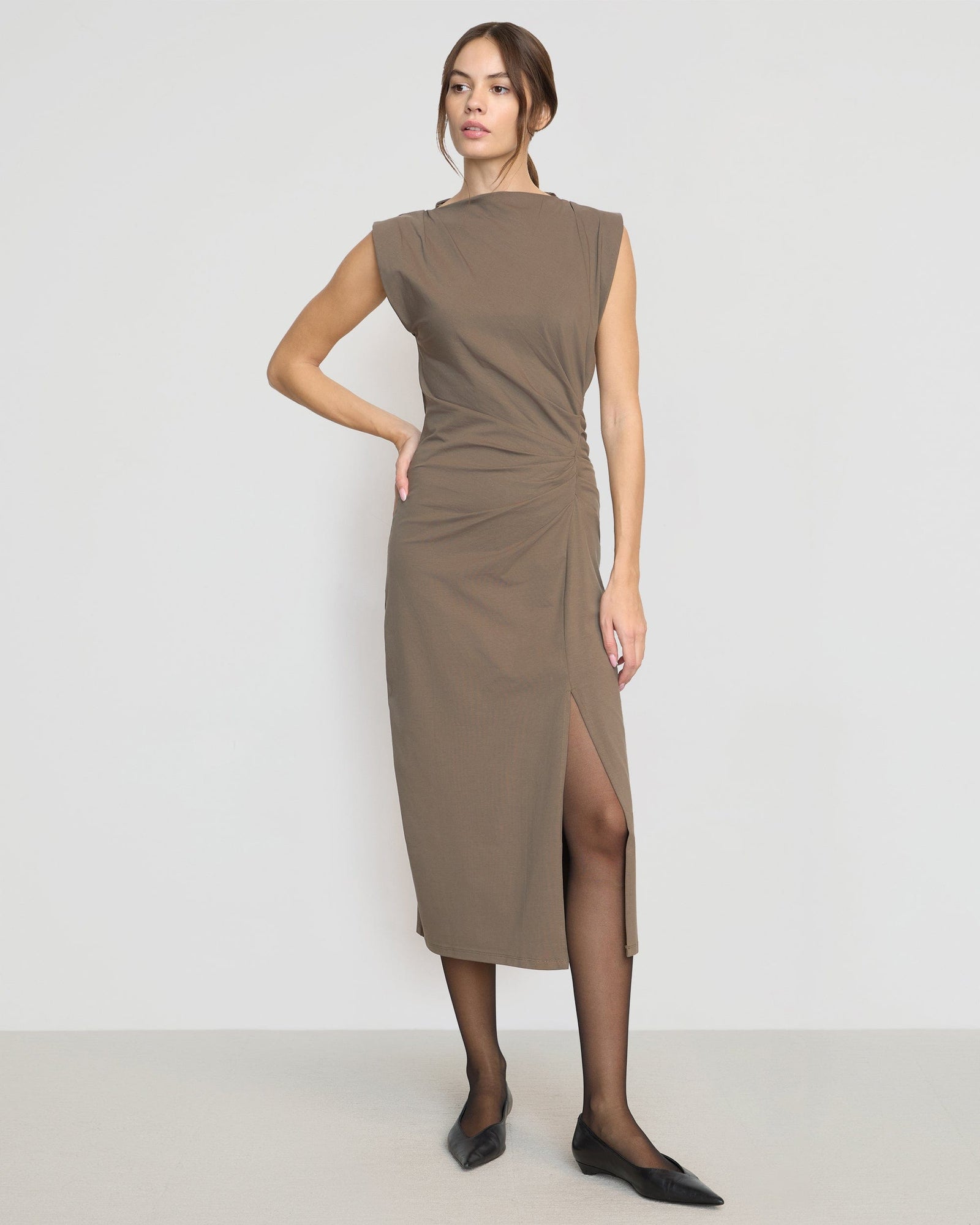 Beate | Khelan Sculpted Ruched-Waist Dress in Size Extra Small