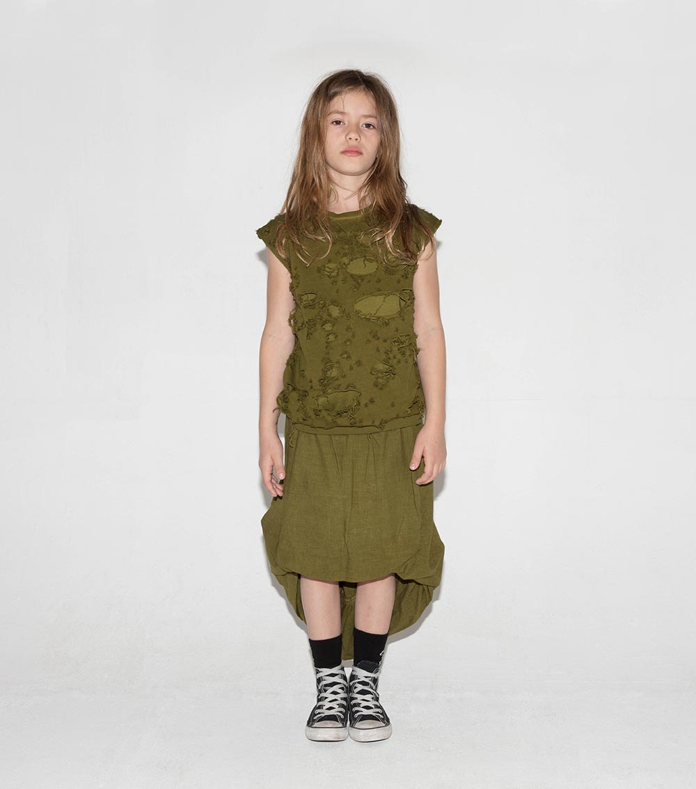 Kid | 2 Lengths Balloon Skirt | Dyed Graphite