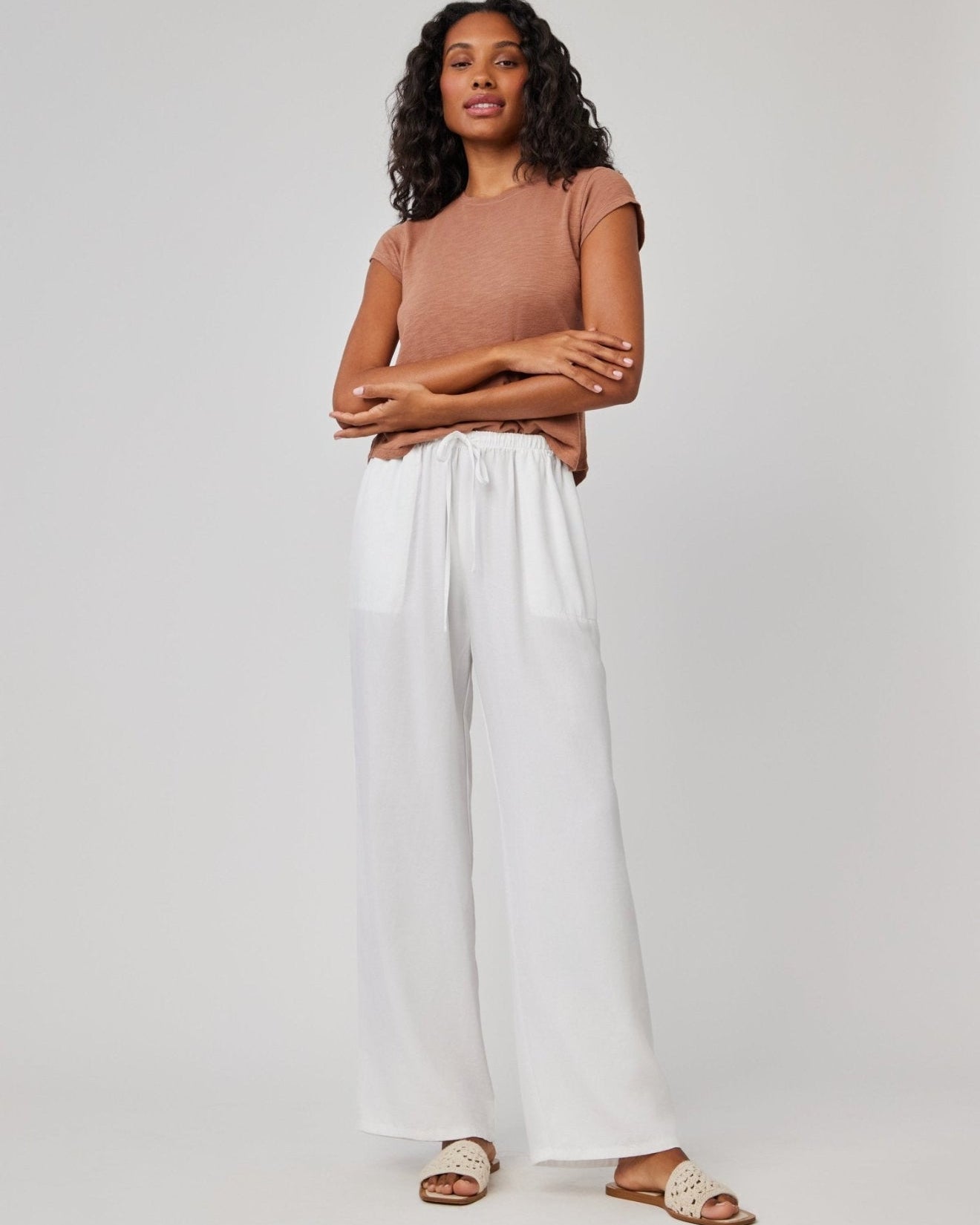 Kylie Wide Leg With Drawstring | White